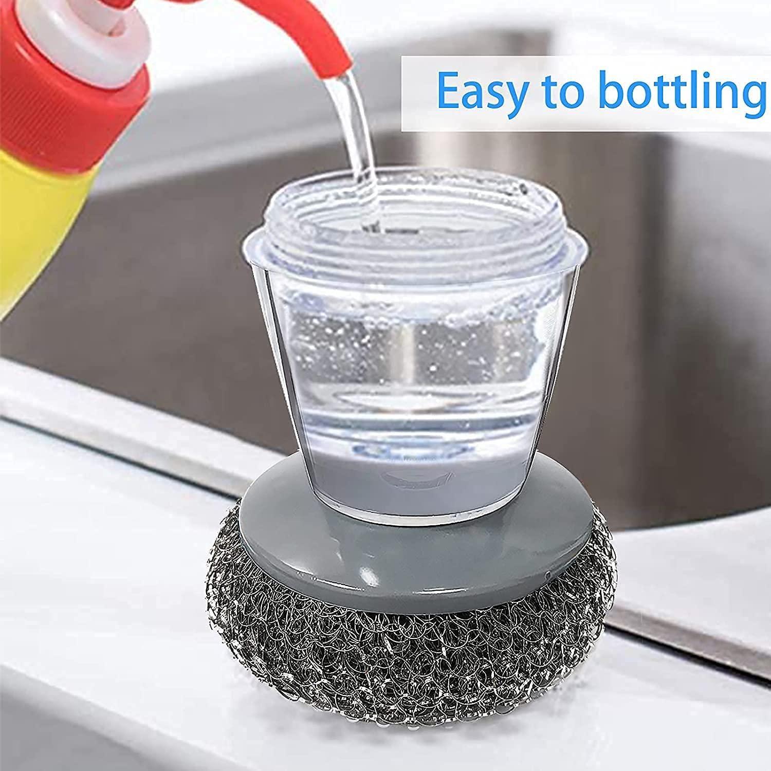CleanGrip™ Soap Dispensing Scrub Brush – Effortless Kitchen Cleaning (2 Pack)✨