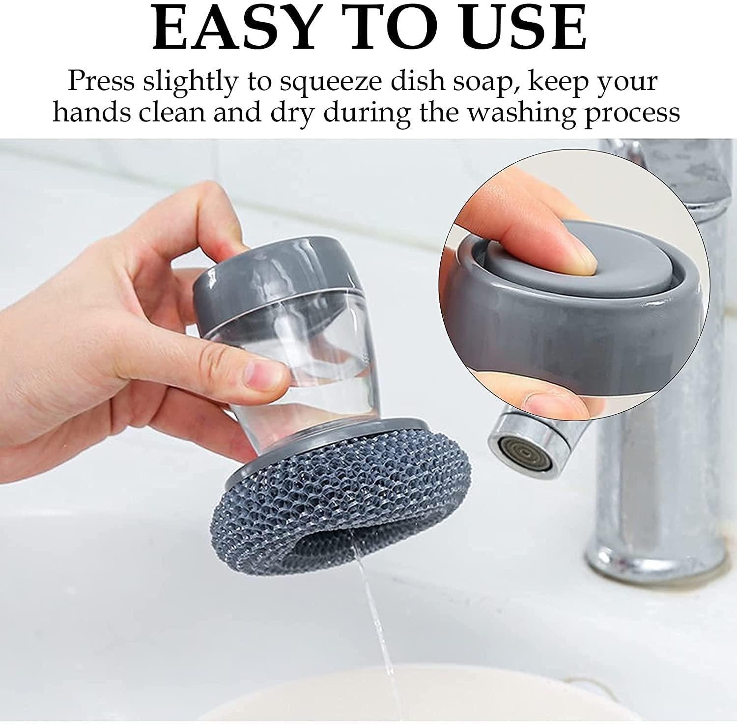 CleanGrip™ Soap Dispensing Scrub Brush – Effortless Kitchen Cleaning (2 Pack)✨