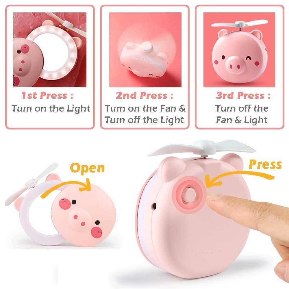 PiggyGlow™ LED Mirror Pocket Fan